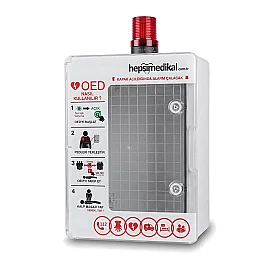 AED Defibrilatör Kabini Alarmlı Duvar Tipi (OED Dolabı) - 