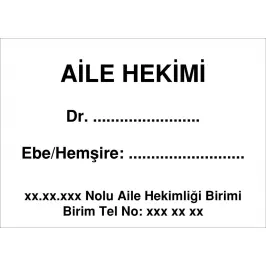 Aile Hekimi İç Kapı Tabelası - 