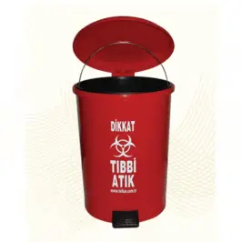 Yuvarlak Pedallı Tıbbi Atık Kovası 30 LT - 